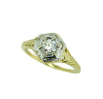 Art Deco 14k Yellow Gold 1/3ct Genuine Natural Diamond Filigree Ring (#J4634)