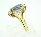 14K Yellow Gold Genuine Natural Tanzanite and Pink Sapphire Ring (#J1841)