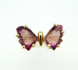 14k Yellow Gold Pink Genuine Natural Tourmaline Butterfly Ring (#J5039)