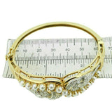 14k White and Yellow Gold Diamond and Pearl Bangle Bracelet (#J727)