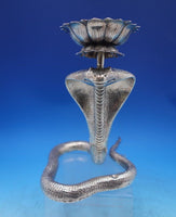 Sterling Silver Candle Holder Cobra Design w/ Red Eyes 8 1/2" x 5 1/4" (#6906)