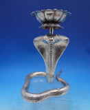 Sterling Silver Candle Holder Cobra Design w/ Red Eyes 8 1/2" x 5 1/4" (#6906)