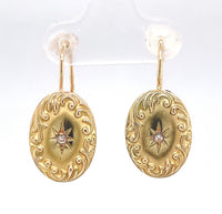 14k Yellow Gold Earrings with Rose Cut Genuine Natural Diamonds (#J6128)