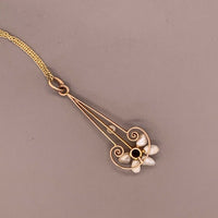 10k Yellow Gold Lavaliere Pendant Freshwater River Pearls (#J4817)
