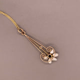 10k Yellow Gold Lavaliere Pendant Freshwater River Pearls (#J4817)