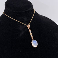 10k Yellow Gold Victorian Moonstone and Seed Pearl Lavaliere Jewelry (#J5627)