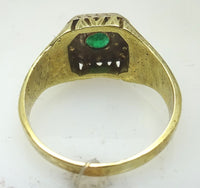 14K Gold Deco Round .20ct Genuine Natural Emerald Ring (#J246)