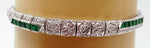 18K Gold Art Deco Style Genuine Natural Emerald and Diamond Bracelet (#J3323)