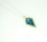 Sterling Intarsia Pendant with Genuine Natural Opal Inlay (#J5027)