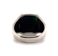 10k White Gold Art Deco Genuine Natural Bloodstone Men's Ring Jewelry (#J5678)