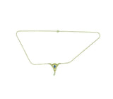10k Yellow Gold Lavaliere Pendant Blue Glass Stone and Pearls (#J4805)
