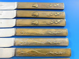 Kozuka by Unknown Silverplate & Bronze Tea Knife / Tea Fork 24pc Multi-Design