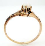 10K Rose Gold Ring with A Round Genuine Natural Opal and Two Diamonds (#J415)