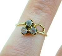 10k Yellow Gold Victorian Genuine Natural Three Moonstone Clover Ring (#J4770)