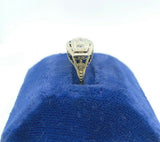 14k White Gold Filigree Genuine Natural Three Diamond Ring w/Platinum Top #J5351