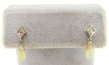 14k Gold Briolette Drop Genuine Natural Opal Earrings with Diamonds (#J4077)