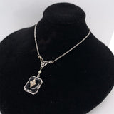 10k White Gold Black Onyx Art Deco Pendant Jewelry (#J5662)