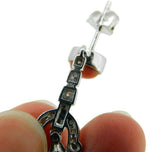 18k Gold Genuine Natural Coral Briolette Diamond and Enamel Earrings (#J4708)