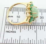 Stunning 14k Gold Jade Ring Surrounded by Emeralds (#J146)