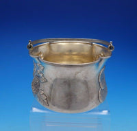 Wood and Hughes Sterling Silver Basket w/Handle Hammered Flowers GW #227 (#4344)