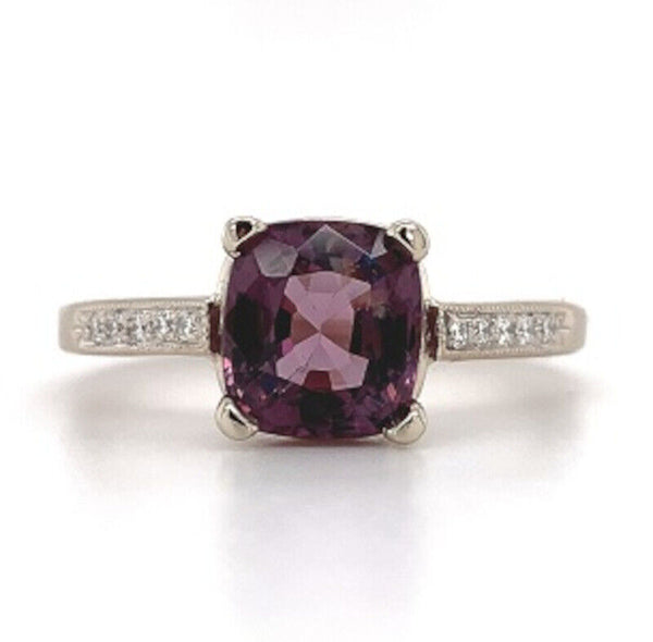 14k White Gold 1.95ct Purple Genuine Natural Spinel and Diamond Ring (#J5612)