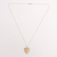 10k Yellow Gold Reversible Heart Locket w/ Quilted and Engraved Designs (#J6432)