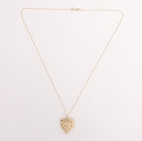 10k Yellow Gold Reversible Heart Locket w/ Quilted and Engraved Designs (#J6432)
