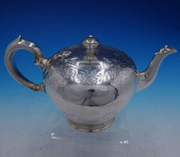 Victorian 1837 English Silver Hand Chased Tea Pot by Charles Gordon (#4246)