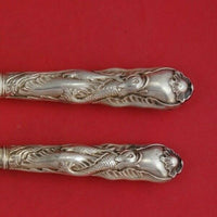 English Victorian Silverplate Fish Serving Set 2pc HH with Dolphin Fish Pierced