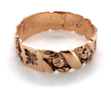 10k Yellow Gold Victorian Band Jewelry with Maple Leaf Design Size 7.5 (#J5825)