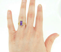 14k Yellow Gold Victorian Style Ring with Amethysts and Pearls (#J567)