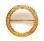 14k Yellow Gold Circle Pin Engine Turned Design 1" Diameter Jewelry (#J6024)