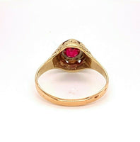 14k Yellow Gold Art Deco .50ct Genuine Natural Ruby Ring Hand Engraved (#J4837)