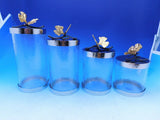 Butterfly Ginkgo by Michael Aram Glass and Nickelplate Canister Set 4 Piece New