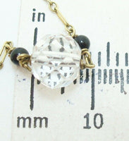 14K Gold Art Deco Carved Rock Crystal Necklace (#J2428)