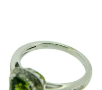 14k Gold 1.86ct Fine Genuine Natural Peridot and Diamond Halo Ring (#J4581)