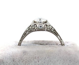Art Deco Platinum .70ct Genuine Natural Diamond Ring Jewelry (#J5956)