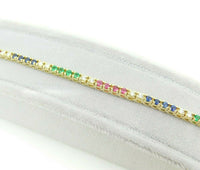 14k Yellow Gold Genuine Natural Ruby Sapphire Emerald Diamond Bracelet (#J1810)