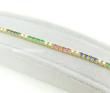 14k Yellow Gold Genuine Natural Ruby Sapphire Emerald Diamond Bracelet (#J1810)