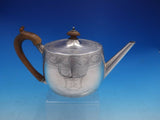 Georgian John Touliet English Sterling Silver Tea Pot Wood Handle (#4081)