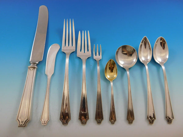 King Albert by Whiting Sterling Silver Flatware Service for 12 Set 108 pieces