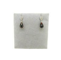 14k White Gold Briolette Genuine Natural Garnet Earrings with Diamonds (#J602)