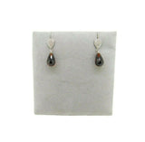 14k White Gold Briolette Genuine Natural Garnet Earrings with Diamonds (#J602)