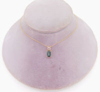 14k Gold .74ct Green Genuine Natural Tourmaline Pendant w/ .14ct Diamond #J4034