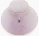 14k Gold .74ct Green Genuine Natural Tourmaline Pendant w/ .14ct Diamond #J4034
