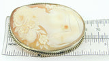 Sterling Large Genuine Natural Shell Cameo Pin Pendant with GW Frame (#J4230)