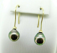 18k Yellow Gold 10mm Tahitian Black Pearl Earrings (#J5070)