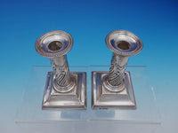 English Sterling Silver Victorian pair of Candlesticks Beaded (#4621)