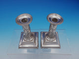 English Sterling Silver Victorian pair of Candlesticks Beaded (#4621)