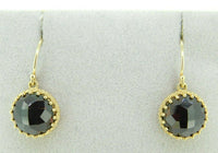 14k Yellow Gold Rose Cut 7 Carat Genuine Natural Garnet Earrings (#J2487)